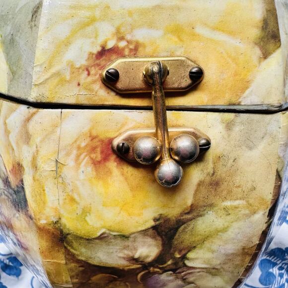 VTG 60’s Lucite Decoupage Wooded Box Purse Floral Shabby Primitive Retro - Picture 9 of 14